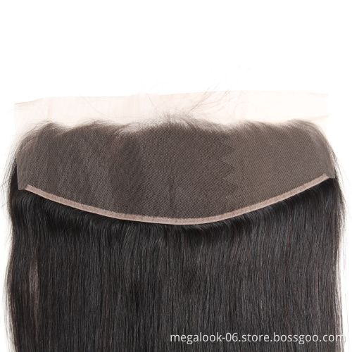 MegaLook Customized 12X4 13X4 13X6 Pre Plucked Brazilian Ear To Ear Straight Transparent Swiss Lace Frontal